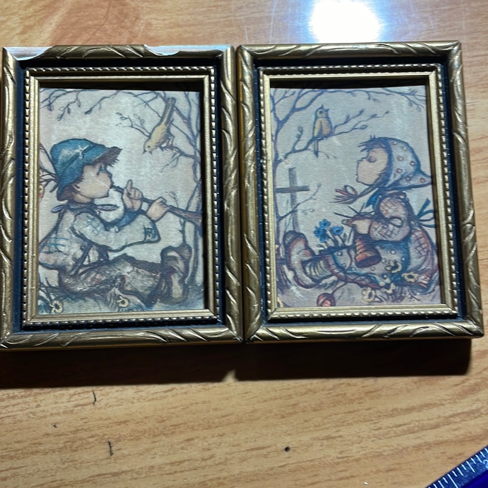Hummel gold frame children  prints. Made in Germany